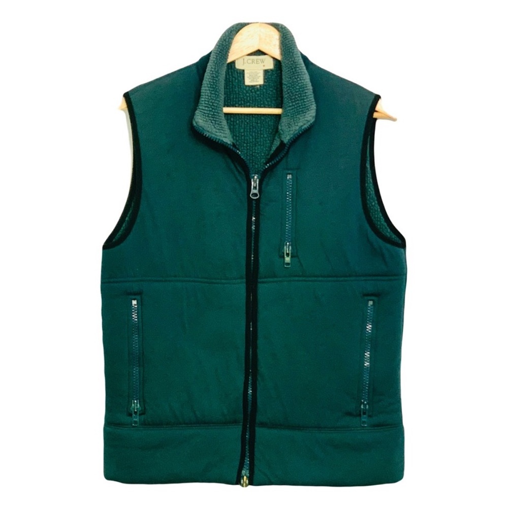 J. Crew Vintage Duel Zipper Vest Green Size Medium Outdoors Gorpcore Hiking